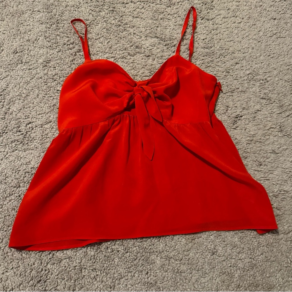Red silk cropped Madewell tank in size 0